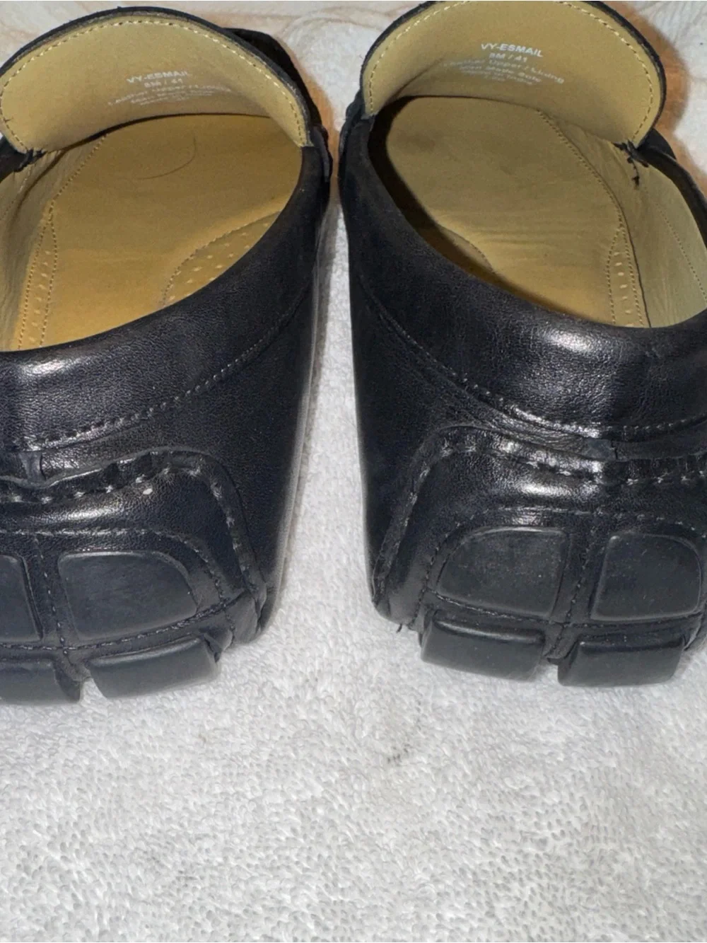 Vince Camuto Black Leather Penny Loafers with Tan Insole